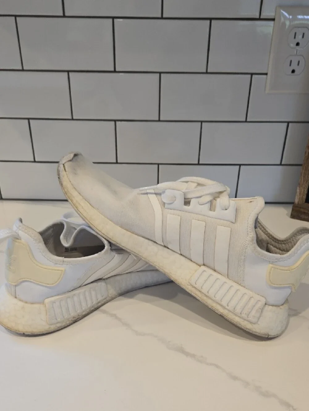 Mens adidas White Low-Top Athletic NMD Sneakers
